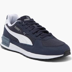 Puma Men’s Graviton Sneaker Dark Navy Blue and White U.S. Size 10.5